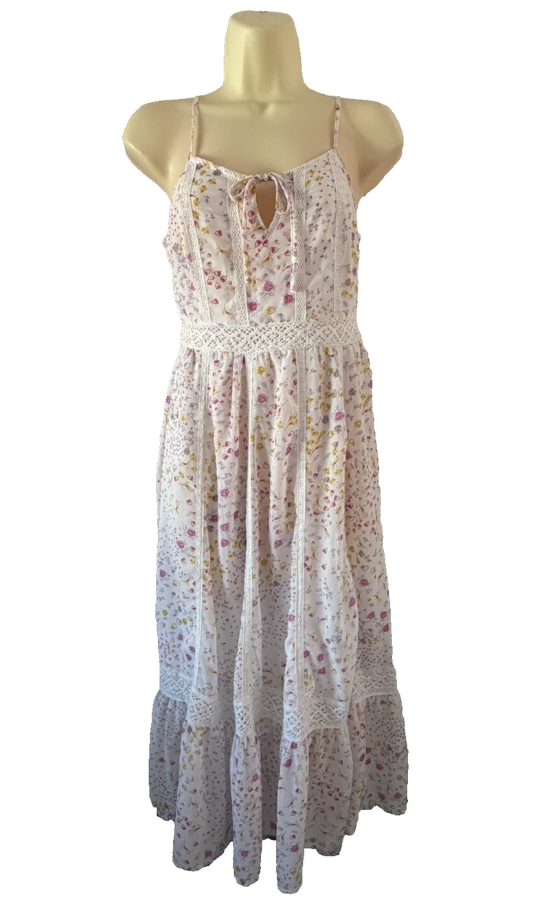 Jessica Simpson Floral Print Boho Midi Dress Size Small Cottagecore Festival